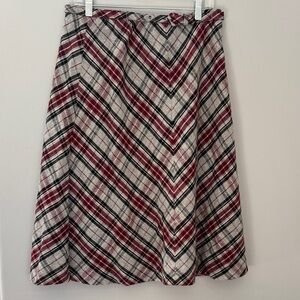 Vintage Plaid A-Line Wool Skirt